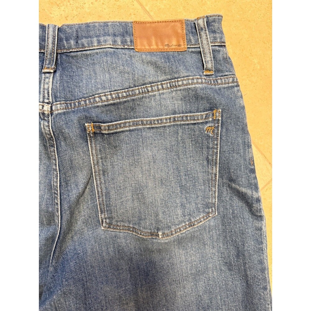 Madewell Wide-Leg Crop Jeans Medium Finney Wash Size 31 Raw Hem Light Distress - Picture 7 of 12